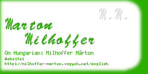 marton milhoffer business card